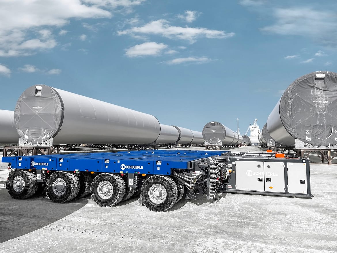 Des SPMT TII Scheuerle pour l’industrie éolienne